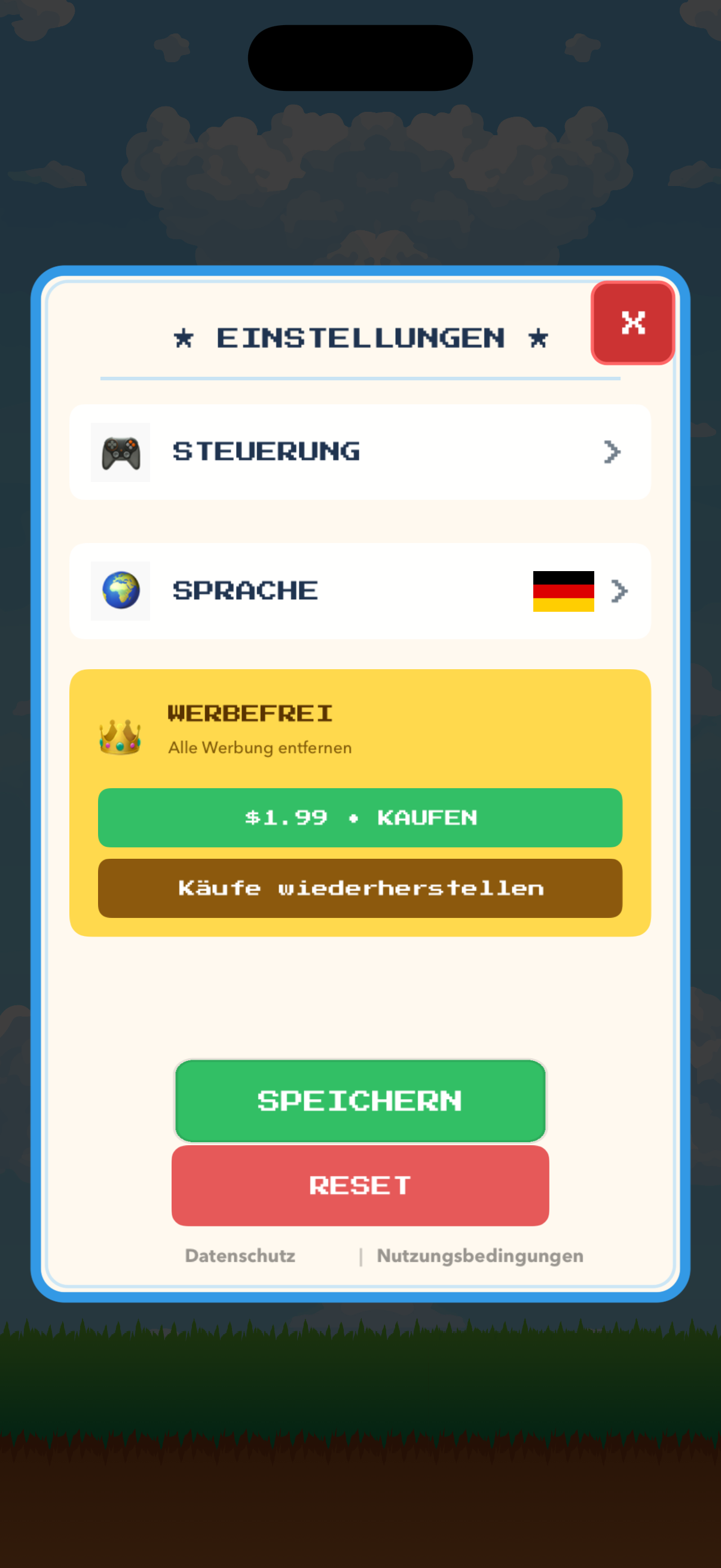 Martı Simulator Einstellungsmenü