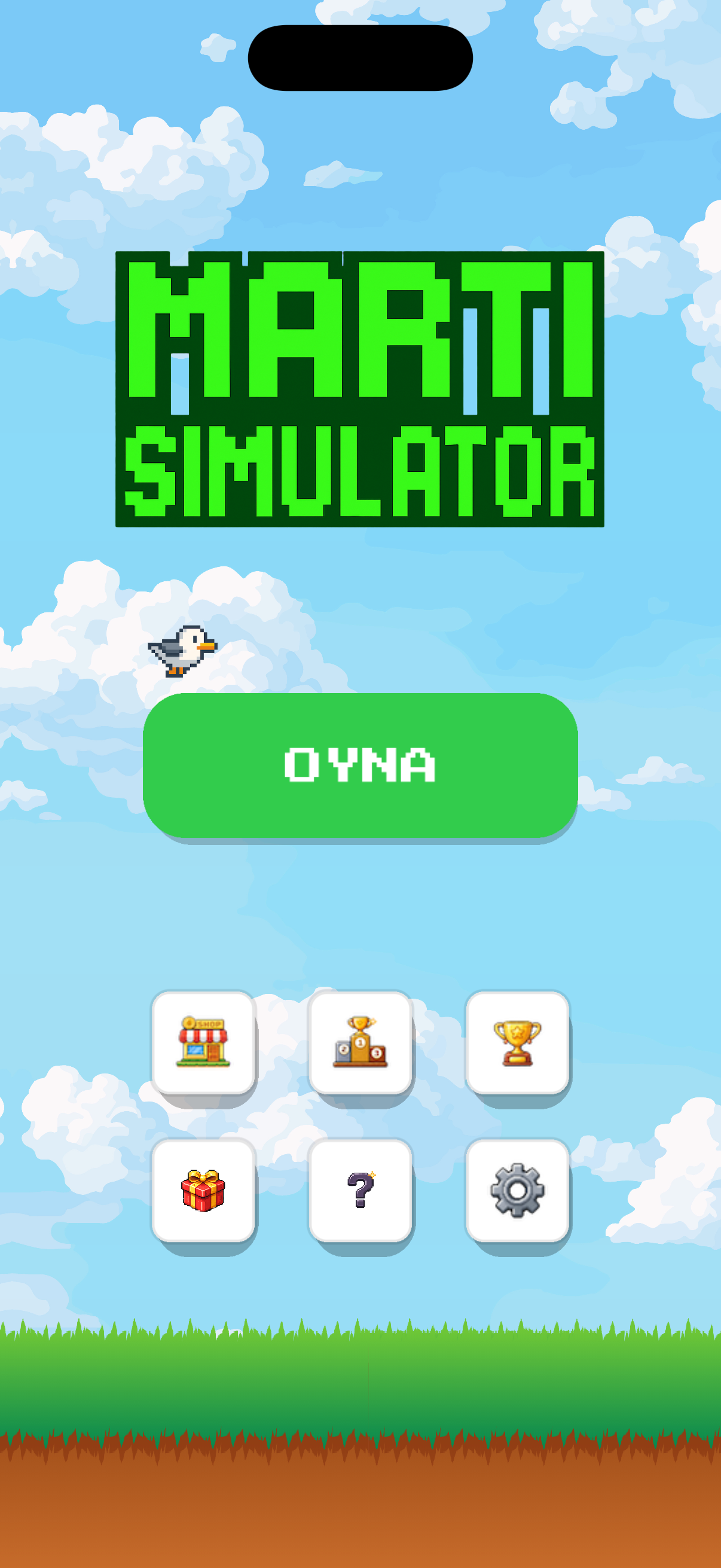Martı Simulator ana menü ekranı